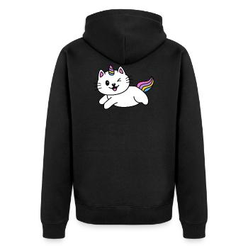 Chat Licorne mignon - Veste à capuche bio Premium Unisexe - noir - Dos - Nico (187cm)