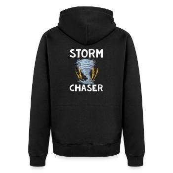 Storm Chaser Sturmjäger Geschenk - Unisex Premium Bio Zip Hoodie - Schwarz - Hinten - Nico (187cm)