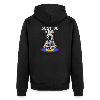 LGBTQ. Be Kind - Unisex Premium Bio Zip Hoodie - Schwarz - Hinten - Nico (187cm)