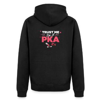 Trust Me I´m A PKA - Pharmazeut Pharmazie - Unisex Premium Bio Zip Hoodie - Schwarz - Hinten - Nico (187cm)