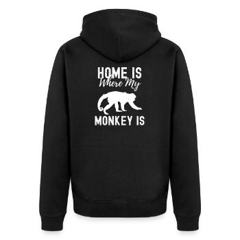 Affe - Unisex Premium Bio Zip Hoodie - Schwarz - Hinten - Nico (187cm)