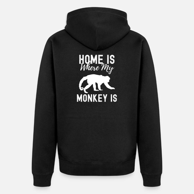 Affe - Unisex Premium Bio Zip Hoodie - Schwarz