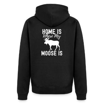 Elch - Unisex Premium Bio Zip Hoodie - Schwarz - Hinten - Nico (187cm)