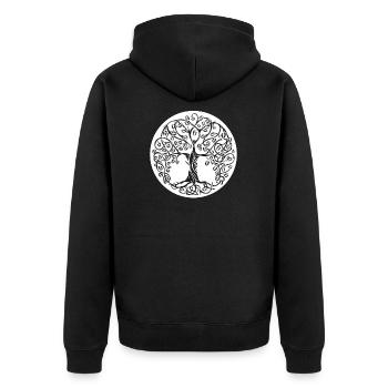 Wikinger Lebensbaum Tree Of Life Vikings - Unisex Premium Bio Zip Hoodie - Schwarz - Hinten - Nico (187cm)