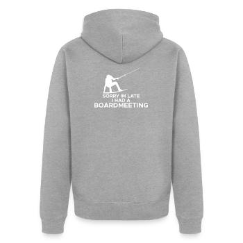 Désolé, je suis en retard, j'ai eu une réunion du conseil d'administration Wakeboard - Veste à capuche bio Premium Unisexe - gris chiné - Dos - Nico (187cm)