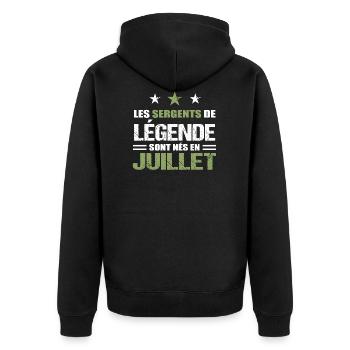 Sergent cadeau anniversaire juillet militaire - Veste à capuche bio Premium Unisexe - noir - Dos - Nico (187cm)