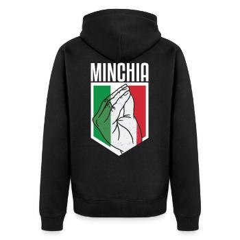 Italy Italian Cursing Ranting Minchia - Unisex Premium Organic Zip Hoodie - black - Back - Nico (187cm)