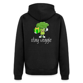 Brokkoli Vegetarisch Geschenk - Unisex Premium Bio Zip Hoodie - Schwarz - Hinten - Nico (187cm)