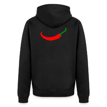 Pepperoni Chilli Paprika - Unisex Premium Bio Zip Hoodie - Schwarz - Hinten - Nico (187cm)