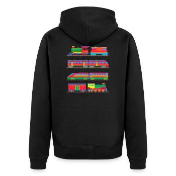 Trains colorés locomotive locomotive de chemin de fer enfants - Veste à capuche bio Premium Unisexe - noir - Dos - Nico (187cm)