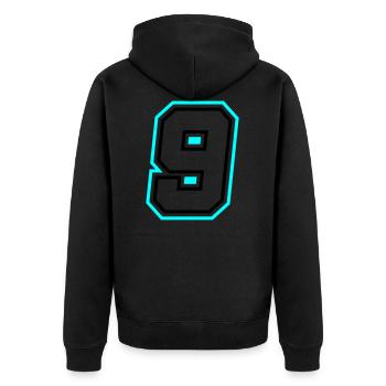 9 Zahl symbol - Unisex Premium Bio Zip Hoodie - Schwarz - Hinten - Nico (187cm)