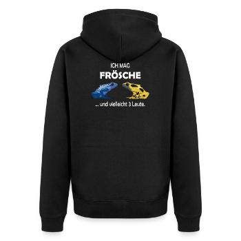 Ich mag Frösche und 3 Leute Pfeilgiftfrosch - Unisex Premium Bio Zip Hoodie - Schwarz - Hinten - Nico (187cm)