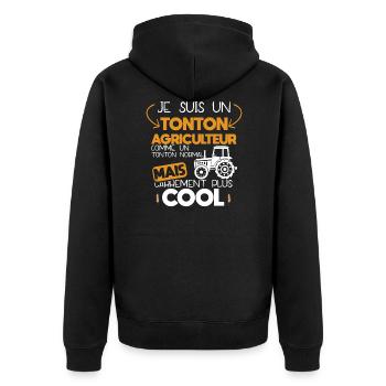 Tonton - Agriculteur - Cadeau - Fermier - Drôle - Veste à capuche bio Premium Unisexe - noir - Dos - Nico (187cm)