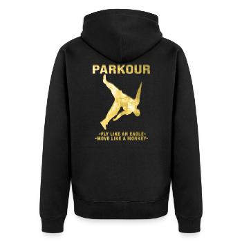 Parkour Freerunner Traceur Le Parcour Or - Veste à capuche bio Premium Unisexe - noir - Dos - Nico (187cm)