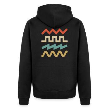 Wave Synthesizer Wave für elektronische Musiker - Unisex Premium Bio Zip Hoodie - Schwarz - Hinten - Nico (187cm)