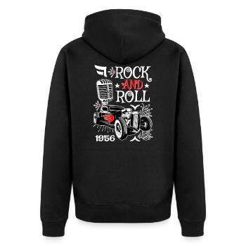 Rockabilly Hot Rod Vintage 50er Jahre Rocker Autos - Unisex Premium Bio Zip Hoodie - Schwarz - Hinten - Nico (187cm)