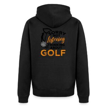 golf christmas birthday gift - Unisex Premium Organic Zip Hoodie - black - Back - Nico (187cm)