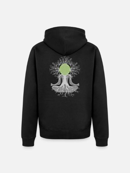 Herzchakra - Unisex Premium Bio Zip Hoodie - Schwarz