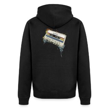 Retro Style Mixtape Funky Oldschool Kassette - Unisex Premium Bio Zip Hoodie - Schwarz - Hinten - Nico (187cm)