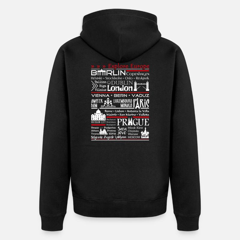Explorez l’Europe - Veste à capuche bio Premium Unisexe - noir