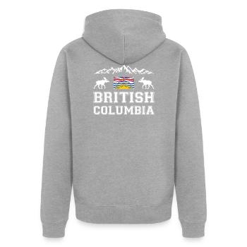 Colombie-Britannique - Veste à capuche bio Premium Unisexe - gris chiné - Dos - Nico (187cm)
