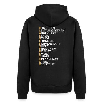 Klassensprecher - Unisex Premium Bio Zip Hoodie - Schwarz - Hinten - Nico (187cm)