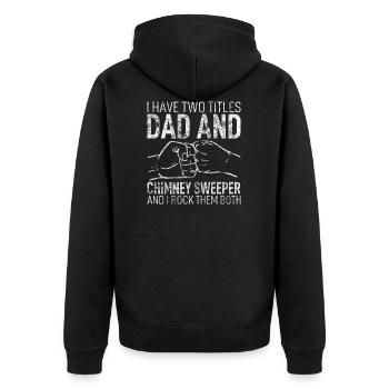 Papa Vater Sohn Tochter Mama Idee Outfit Spruch - Unisex Premium Bio Zip Hoodie - Schwarz - Hinten - Nico (187cm)