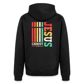 Jésus-Christ Chemise Verset de la Bible Je suis le chemin - Veste à capuche bio Premium Unisexe - noir - Dos - Nico (187cm)