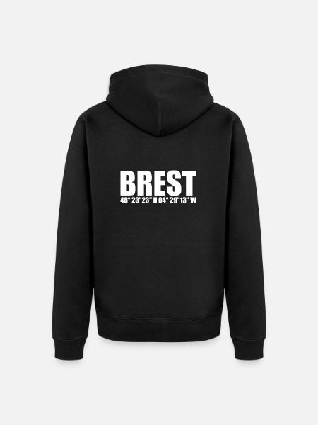 Coordonnées de Brest - Veste à capuche bio Premium Unisexe - noir