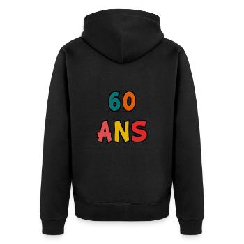 60. 60 ANS. 60e ANNIVERSAIRE. ANNIVERSAIRE 60 ANS. - Veste à capuche bio Premium Unisexe - noir - Dos - Nico (187cm)