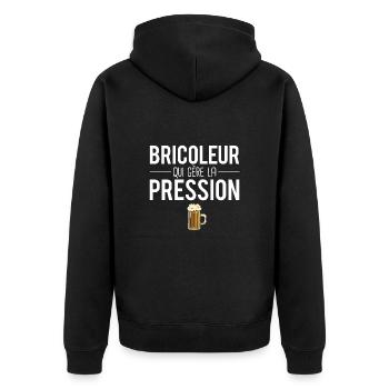 Bricoleur qui gère la pression bricolage humour - Veste à capuche bio Premium Unisexe - noir - Dos - Nico (187cm)