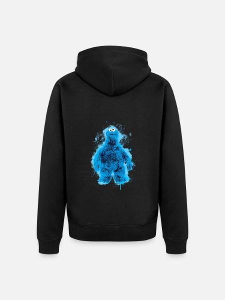 Sesame Street Cookie Monster Color Splashes - Unisex Premium Organic Zip Hoodie - black