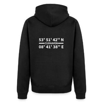Coordonnées de Cuxhaven - Veste à capuche bio Premium Unisexe - noir - Dos - Nico (187cm)