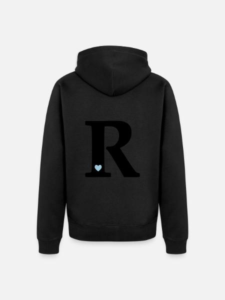 Buchstabe R Anfangsbuchstabe - Unisex Premium Bio Zip Hoodie - Schwarz