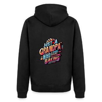 Grandpa is a baker, our grandpa likes to bake - Unisex Premium Organic Zip Hoodie - black - Back - Nico (187cm)