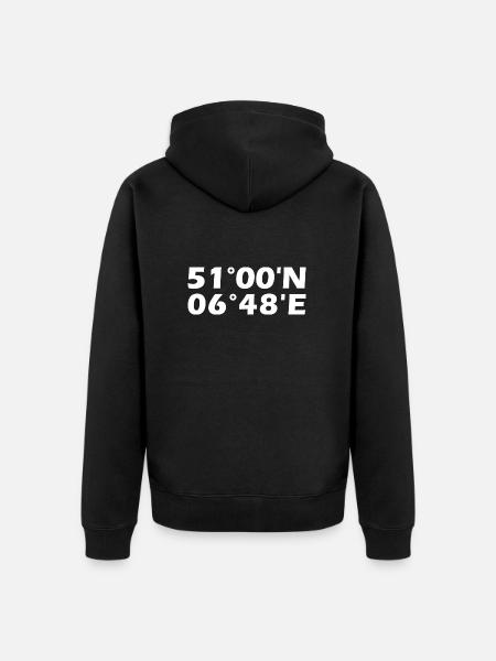 Pulheim coordinates - Unisex Premium Organic Zip Hoodie - black