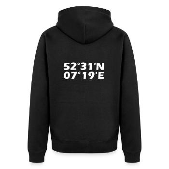 Lingen (Ems) coordinates - Unisex Premium Organic Zip Hoodie - black - Back - Nico (187cm)