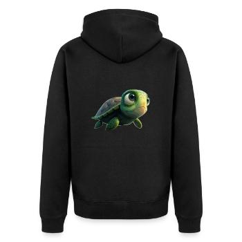 Schildkröte - Unisex Premium Bio Zip Hoodie - Schwarz - Hinten - Nico (187cm)