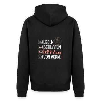 Super Mathelehrerin rettet die Welt - Unisex Premium Bio Zip Hoodie - Schwarz - Hinten - Nico (187cm)