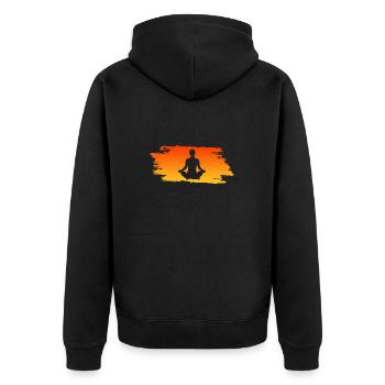Yoga Yogi Namaste Om - Unisex Premium Bio Zip Hoodie - Schwarz - Hinten - Nico (187cm)