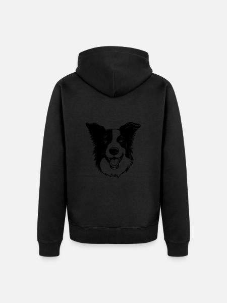 Border Collie Dog Head - Unisex Premium Organic Zip Hoodie - black