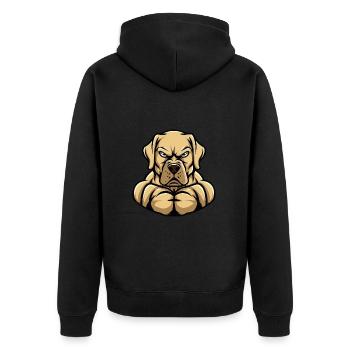 Labrador Dog Muscles Bodybuilding - Unisex Premium Organic Zip Hoodie - black - Back - Nico (187cm)