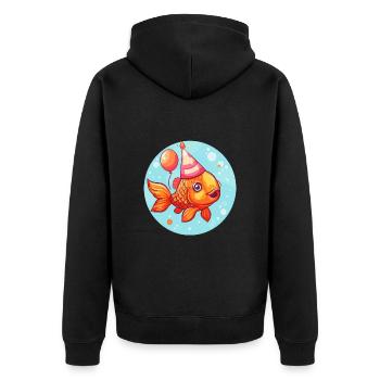 Bande dessinée d’anniversaire de poisson rouge - Veste à capuche bio Premium Unisexe - noir - Dos - Nico (187cm)