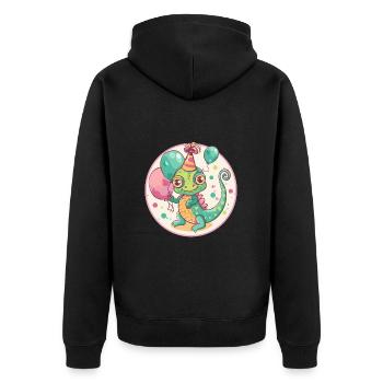 Bande dessinée d’anniversaire caméléon - Veste à capuche bio Premium Unisexe - noir - Dos - Nico (187cm)