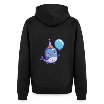 baleine anniversaire bébé - Veste à capuche bio Premium Unisexe - noir - Dos - Nico (187cm)