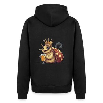 Schnecke Bier Lustig - Unisex Premium Bio Zip Hoodie - Schwarz - Hinten - Nico (187cm)