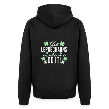The Leprechauns Made Me Do It St. Patrick - Unisex Premium Bio Zip Hoodie - Schwarz - Hinten - Nico (187cm)
