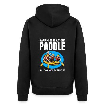 Rafting Team Floß Wildwasser Rafter Paddel Lustig - Unisex Premium Bio Zip Hoodie - Schwarz - Hinten - Nico (187cm)