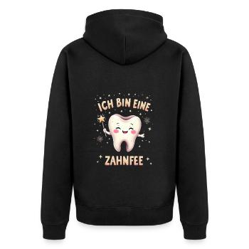 Zahnfee Kostüm Zahn Zauberstab Fee Fasching - Unisex Premium Bio Zip Hoodie - Schwarz - Hinten - Nico (187cm)