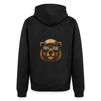 Papabear Vatertag bester Papa Bear - Unisex Premium Bio Zip Hoodie - Schwarz - Hinten - Nico (187cm)
